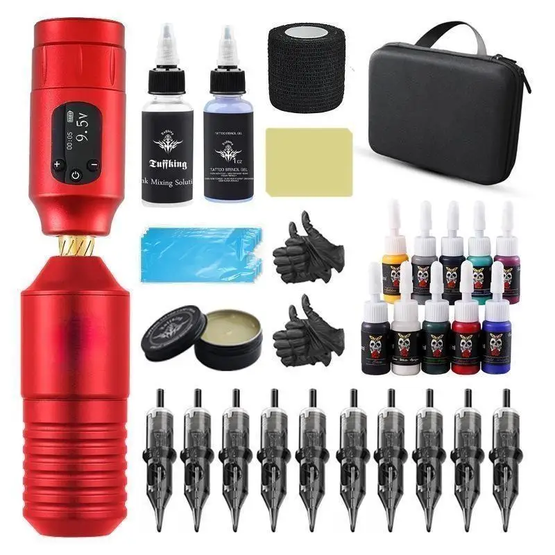 Hot Style Full Complete Tattoo Machine Set Rotary Tattoo Ink Cartridge Needle Wireless Tattoo Machine Kit