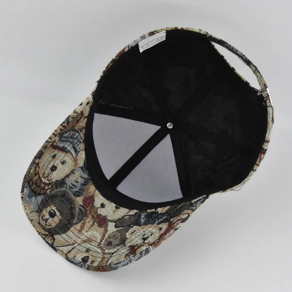 New Hot Sale Designer Fashion Sports Hats Wholesale Cartoon Cute Bear Print Flat Baseball Cap
