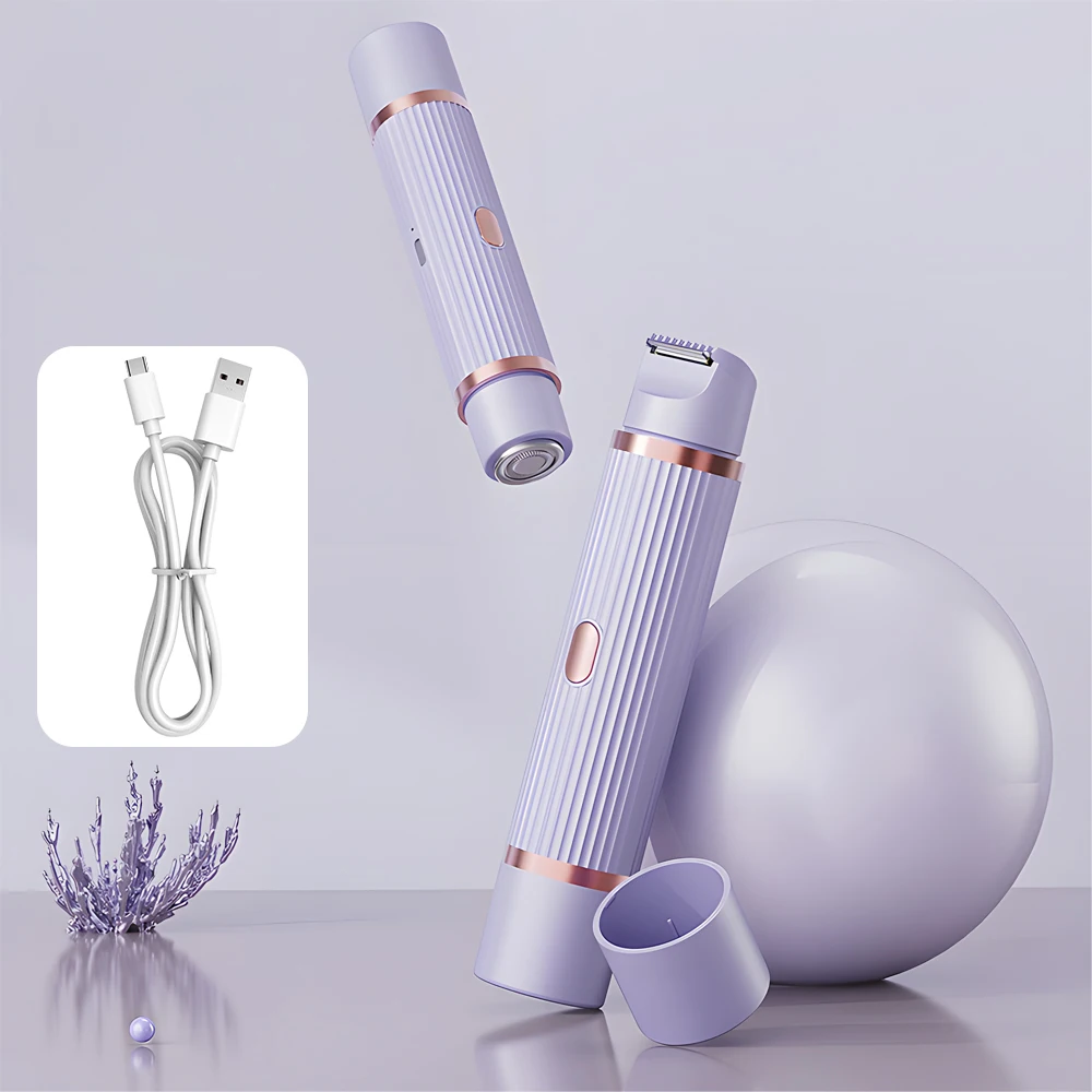 2 in 1 Bikini Trimmer for Women, Rechargeable Pubic Hair Trimmer Women IPX7 Waterproof Electric Shaver for Women