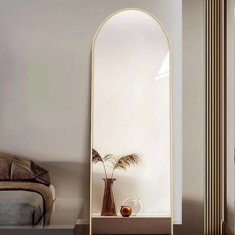 factory custom huge gym yoga arched floor standing mirror workout espejos large dance studio miroir gold frame for girls