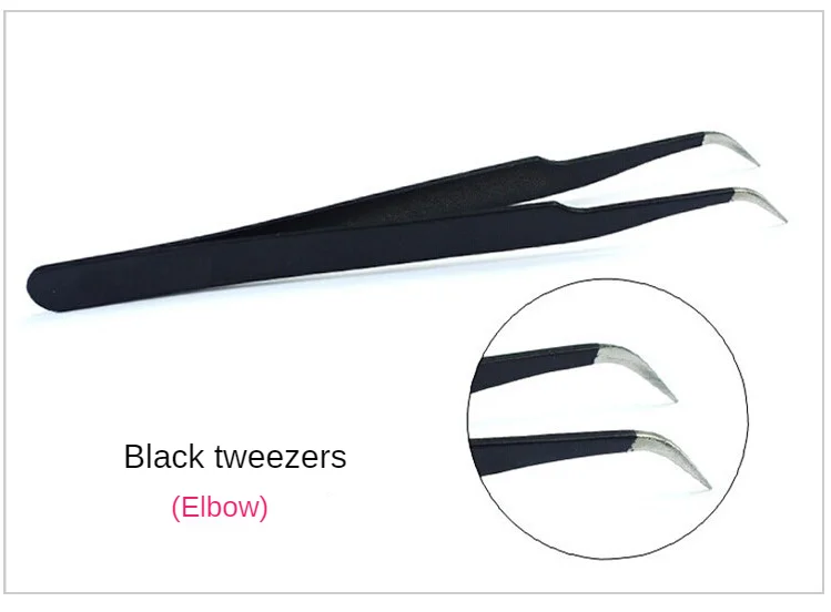 Super cost effective stainless steel tip round elbow anti-static clip drill tweezers nail tools