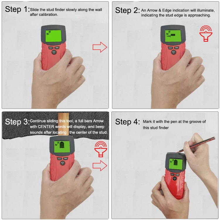 4-in-1 Wall Scanner Stud Finder Metal AC wire Detector