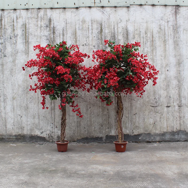 Flower Tree Red Flower Artificial Rhododendron Plastic Bonsai Tree