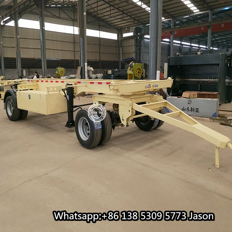 China low price skeleton drawbar full trailer 4 axles container chassis draw bar full trailer for sale