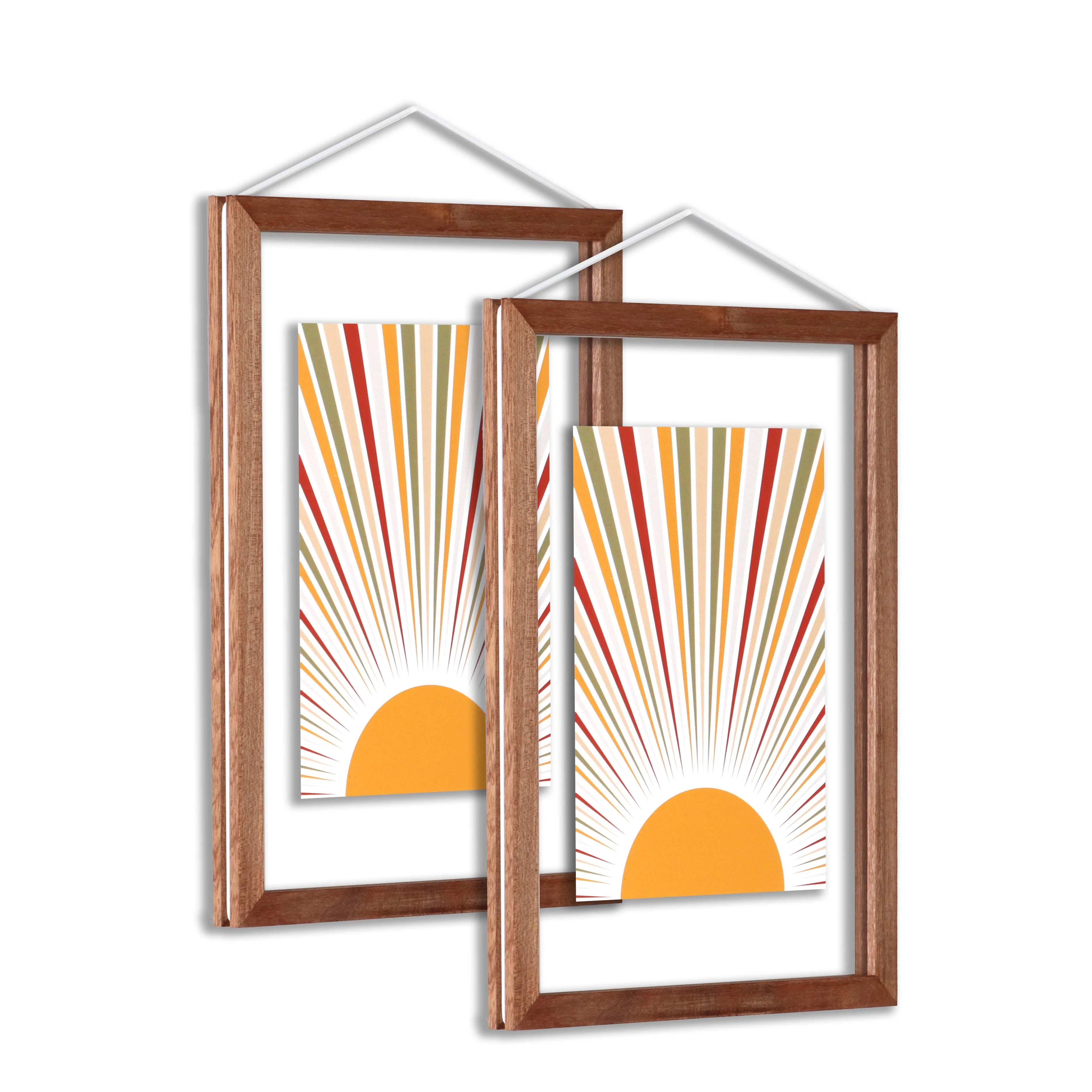 Wholesale A4 Natural Oak Wood Art Photo  Floating Picture Frame Acrylic For Wall