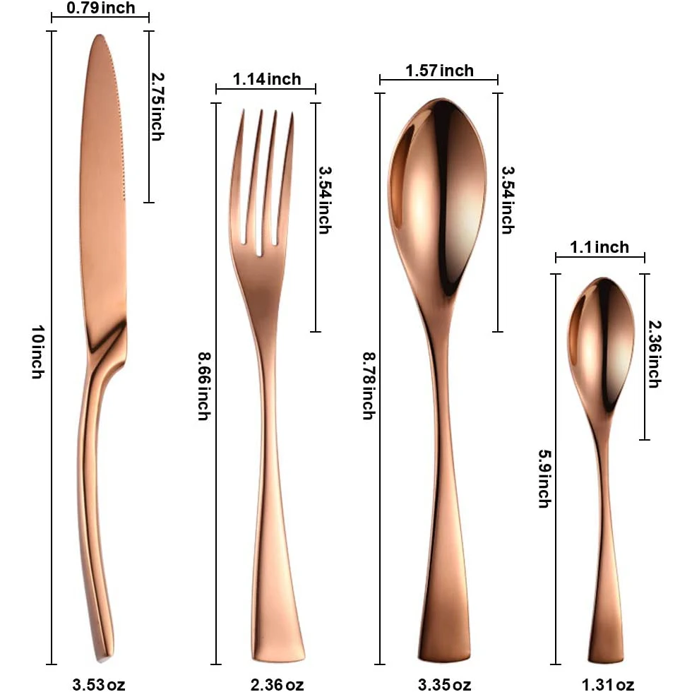 Wholesale Hotel Wedding Cutleries 4Pcs Restaurant Flatware Set Silverware Knife Spoon Fork Stainless Steel Rose Gold Cutlery