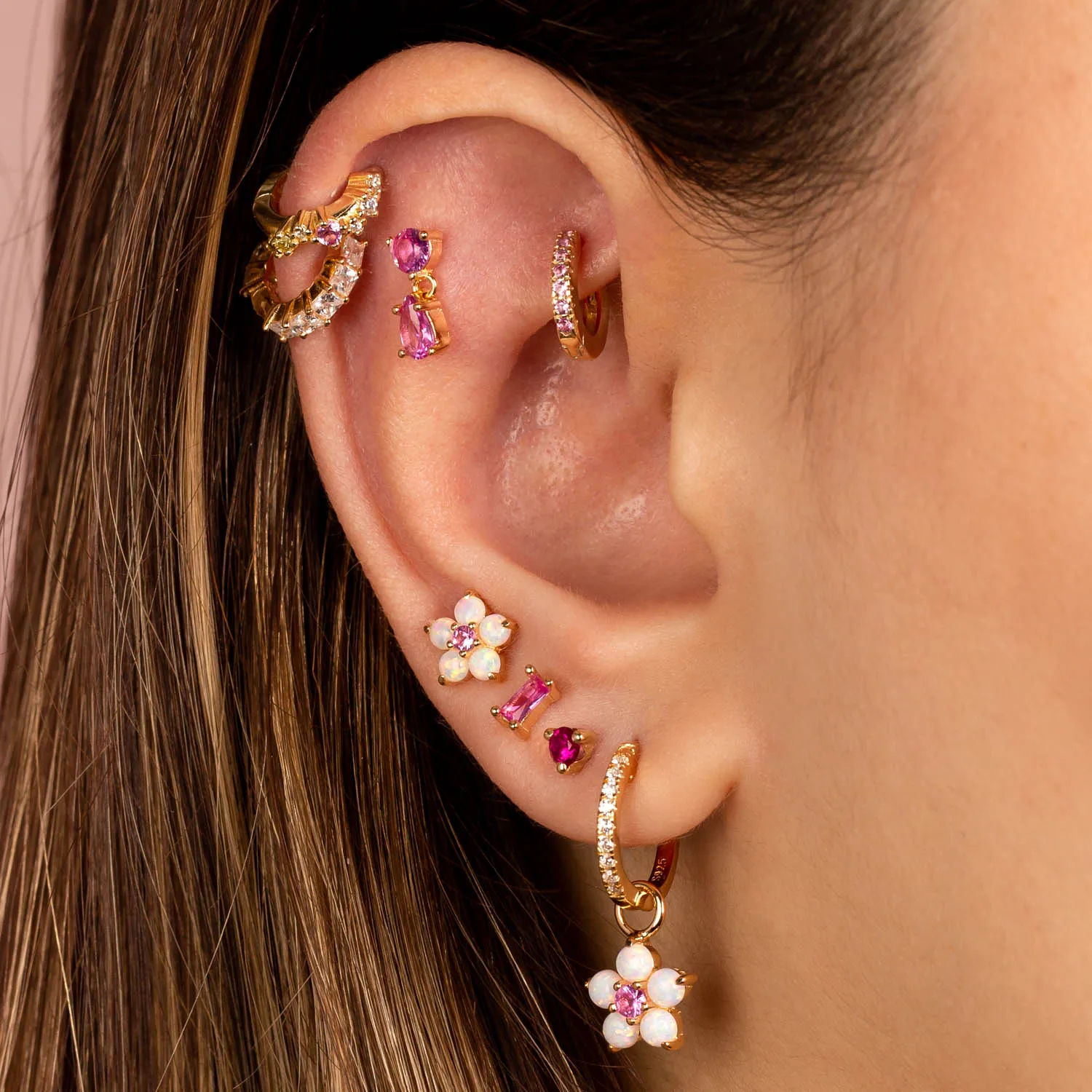 2023 New Bloom Flower Dangle Drop Earring White Fire Open Blue Turquoise Stone Fashion Gorgeous Women Jewelry