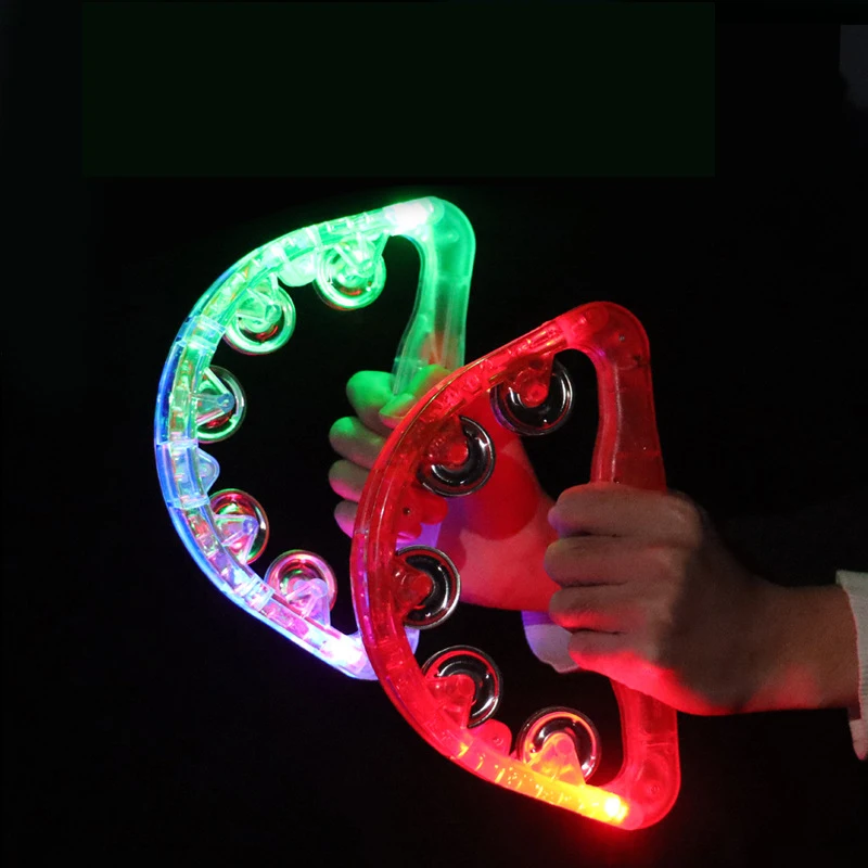 Led Music Flashing Tambourine Colorful Hand-held Light Up Toys Bar Party Cheer Atmosphere Hand Shake Flash Bell