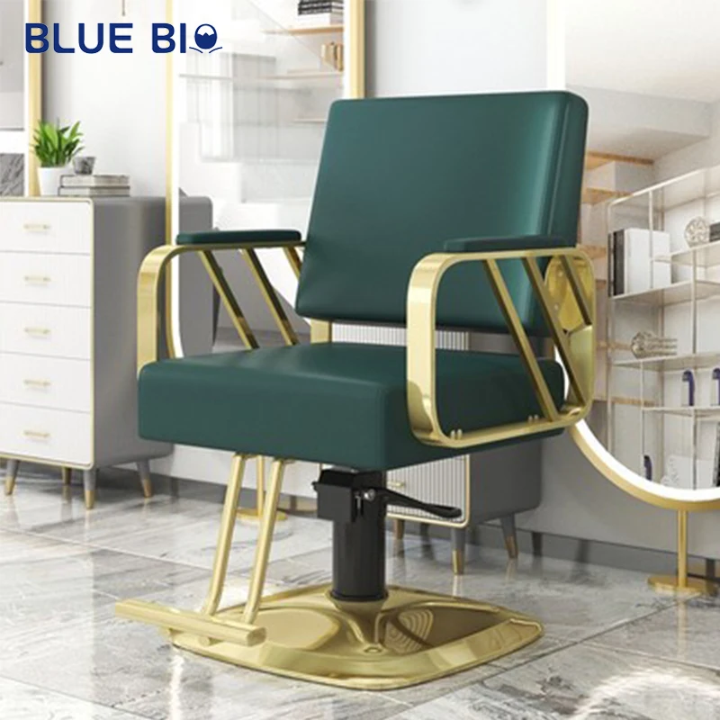 Modern Barber Shop Waiting Chairs Green Adjustable Rotating Hair Salon Hair Cutting Barber Chairs for men