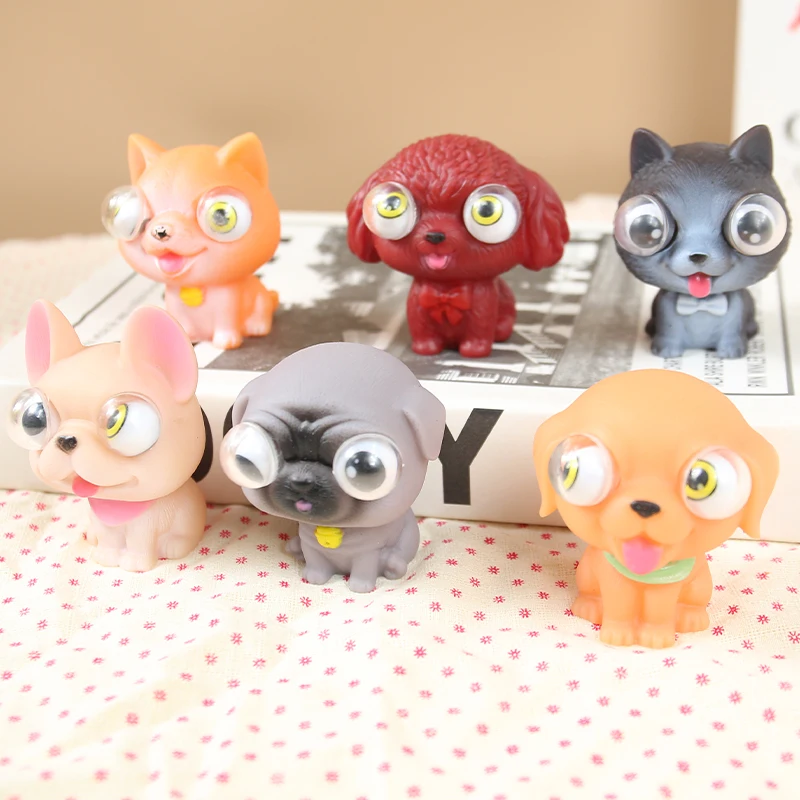 Novelties Toys OEM 6 Styles Squeeze Eye Out Cute Dog Soft Toys Stress Relief Pop Fidget Toys for Kids