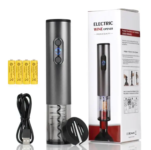USB Rechargeable Electric Corkscrew Wine Opener Automatic Kitchen Accessories Gift Set for 2023 New Year Gift