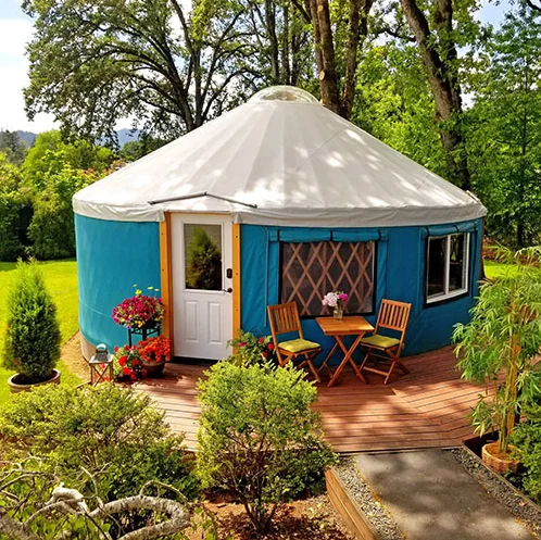 5 diameter  less cost and ample space outdoor wooden yurt as a yurt house