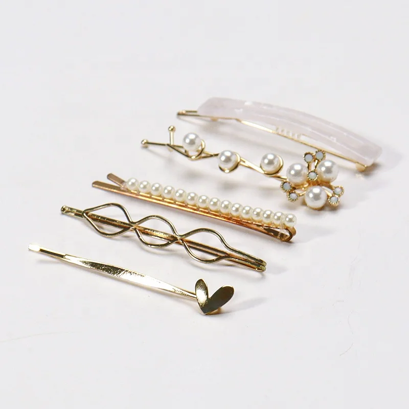 Custom Fashion Girls 3PC/Sets Pearl Alloy Hair Pins Summer Beach Sweet Heart One-word Headwear Clips Accessories