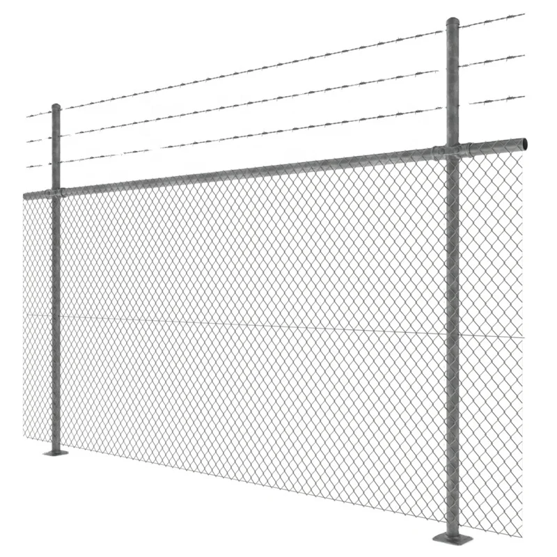 Wrought Iron Diamond hole Design Galvanized Steel Cyclone chain link Fence With Arm