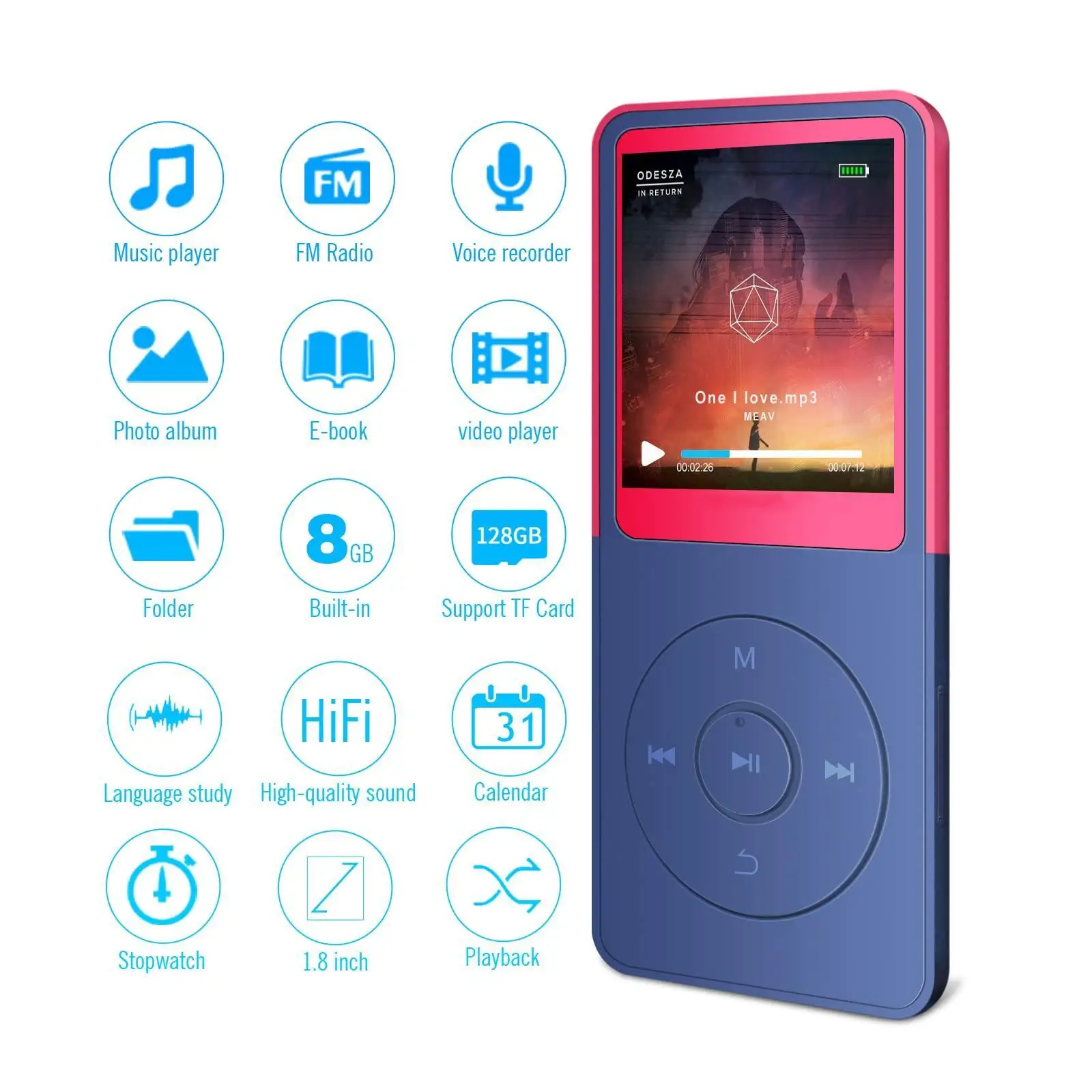Customized Version MP3 Music Player With LCD Display Buit-In Speaker Portable Wireless BT Audio Receiver Music Playing Sport MP4