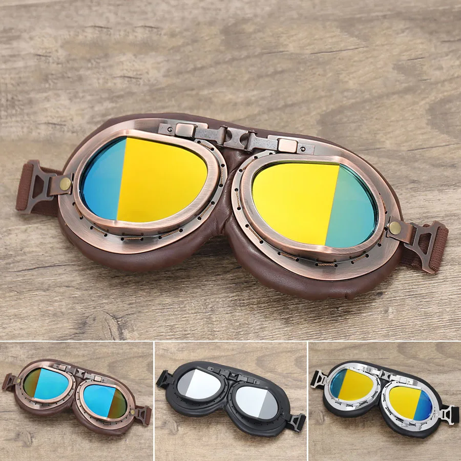 Windproof Retro Motorcycle Cycling Goggles Motorbike Scooter Motocross Sunglasses Safety Glasses