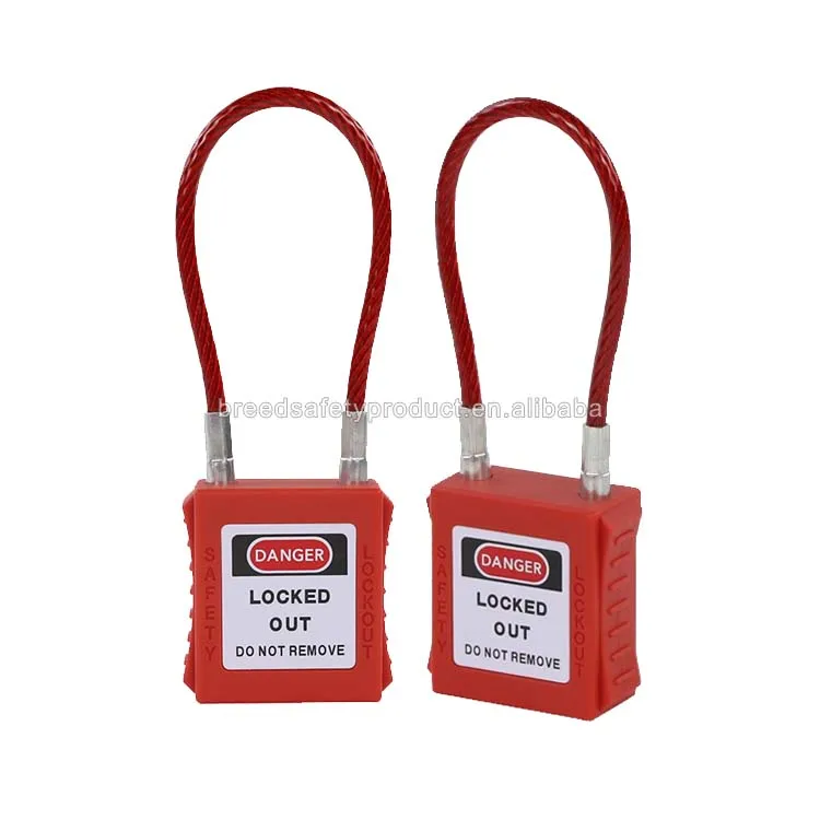 Loto Custom Insulated Plastic Layer Covered Steel Cable Safety Padlocks With UV Proof Labels G41