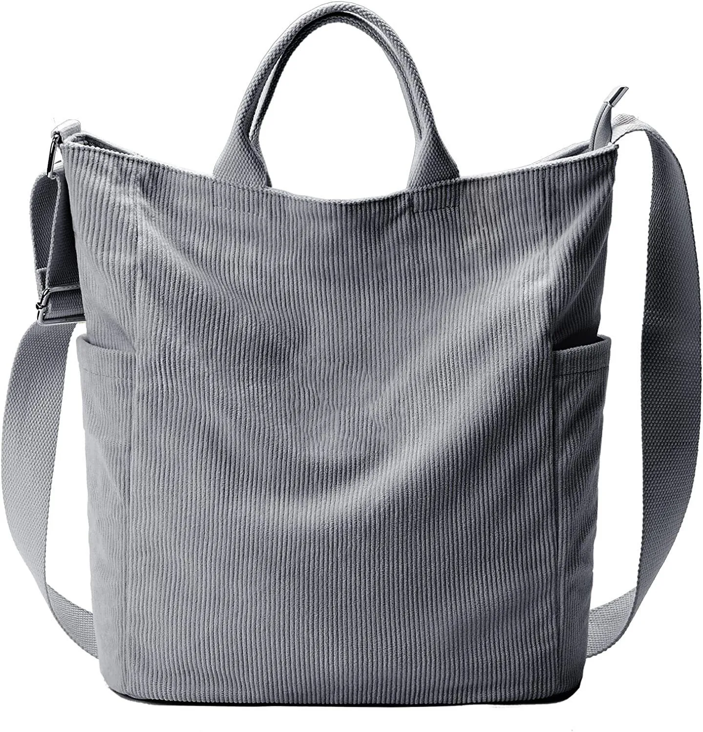 Corduroy Tote Bag Large Messenger Bag Shoulder Hobo Anti Splash Crossbody Zipper Bag Casual Work Shopping Women