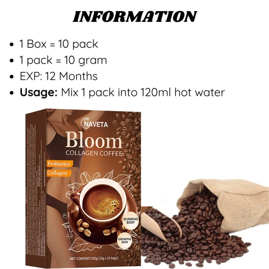 Доступный коллагеновый кофе Bloom Naveta оригинальный чистый напиток 100% Robusta для похудения Кето диета