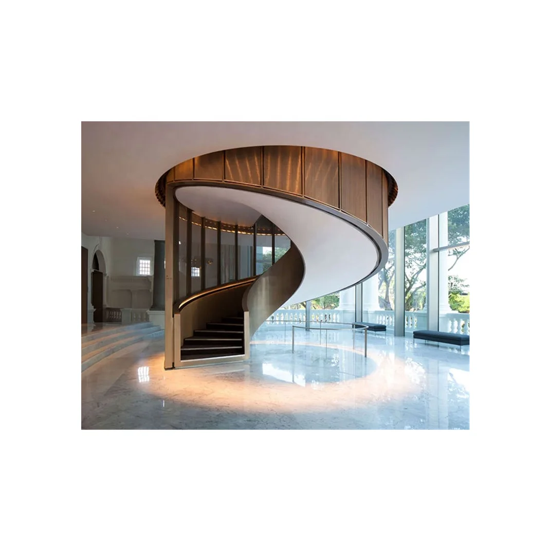 New Fashion Modern Style Customized Size Curved Stairs Beautiful Railing Stair