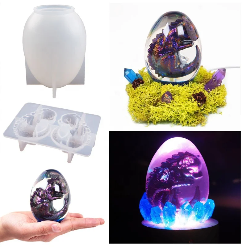 DIY Crystal Egg Shape Resin Mold Dragon Egg Night Light Silicone Mold