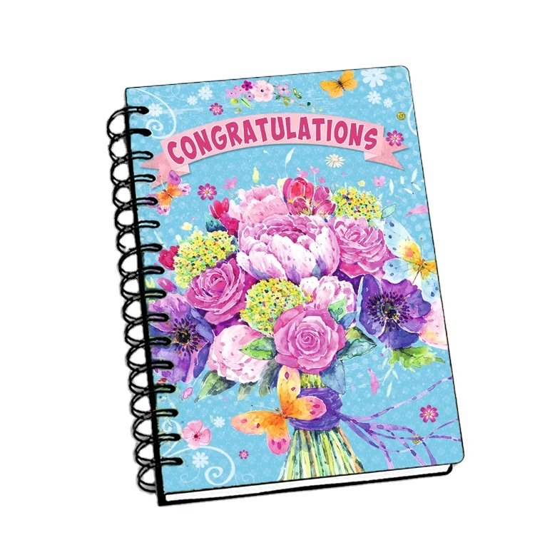 New Products Design Your Own Logo 3D Floral Paper Fabric Cover Notebook For Prize