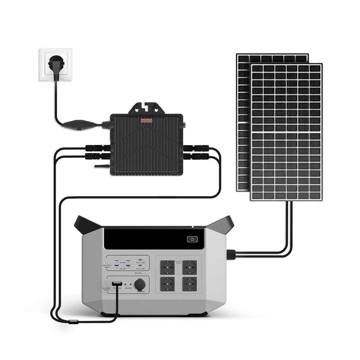 800W Solar Micro Inverter With 2500W Power Station Storage Battery And Internal Wifi Monitor Microinverter Balcony Solar