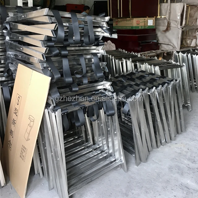 
Round Tube Stainless Steel Hotel Luggage Rack With Back Rest hotel metal luggage rack For bedroom 