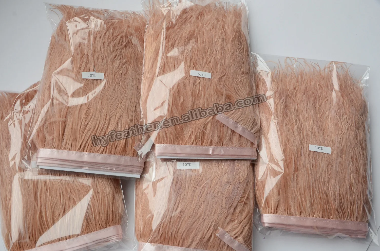 HS-48 DIY Wholesale Black White dye Customs Colors On Cord 2 1ply  No Ribbon Ostrich Feather trim fringe for gifts & crafts