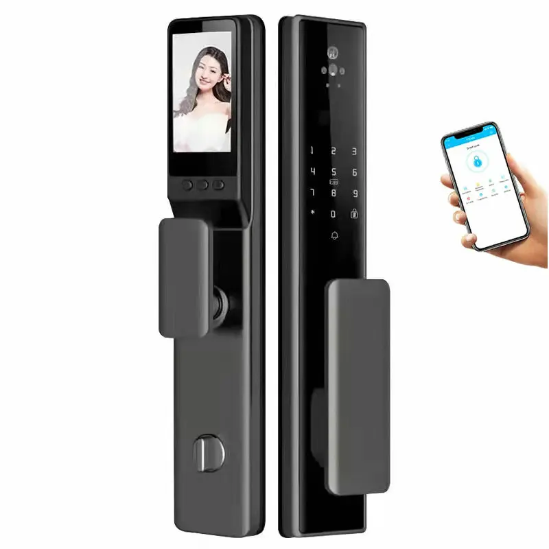 Tuya door lock doorbell peephole wifi digital fingerprint biometric 3D face recognition smart lock with camera