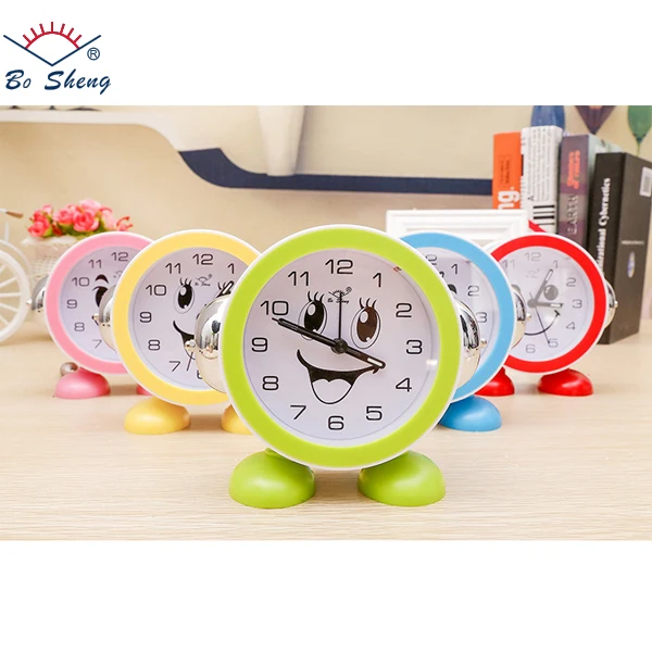 metal bell quartz desktop heart shape alarm clock for kid