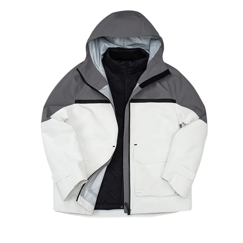 Высокая-конец новый дизайн с капюшоном 3 в 1 оболочки куртка мужская куртка для активного отдыха на каждый день короткий пуховик OEM изготовленный на заказ логотип с капюшоном утолщенная теплая камуфляжная куртка