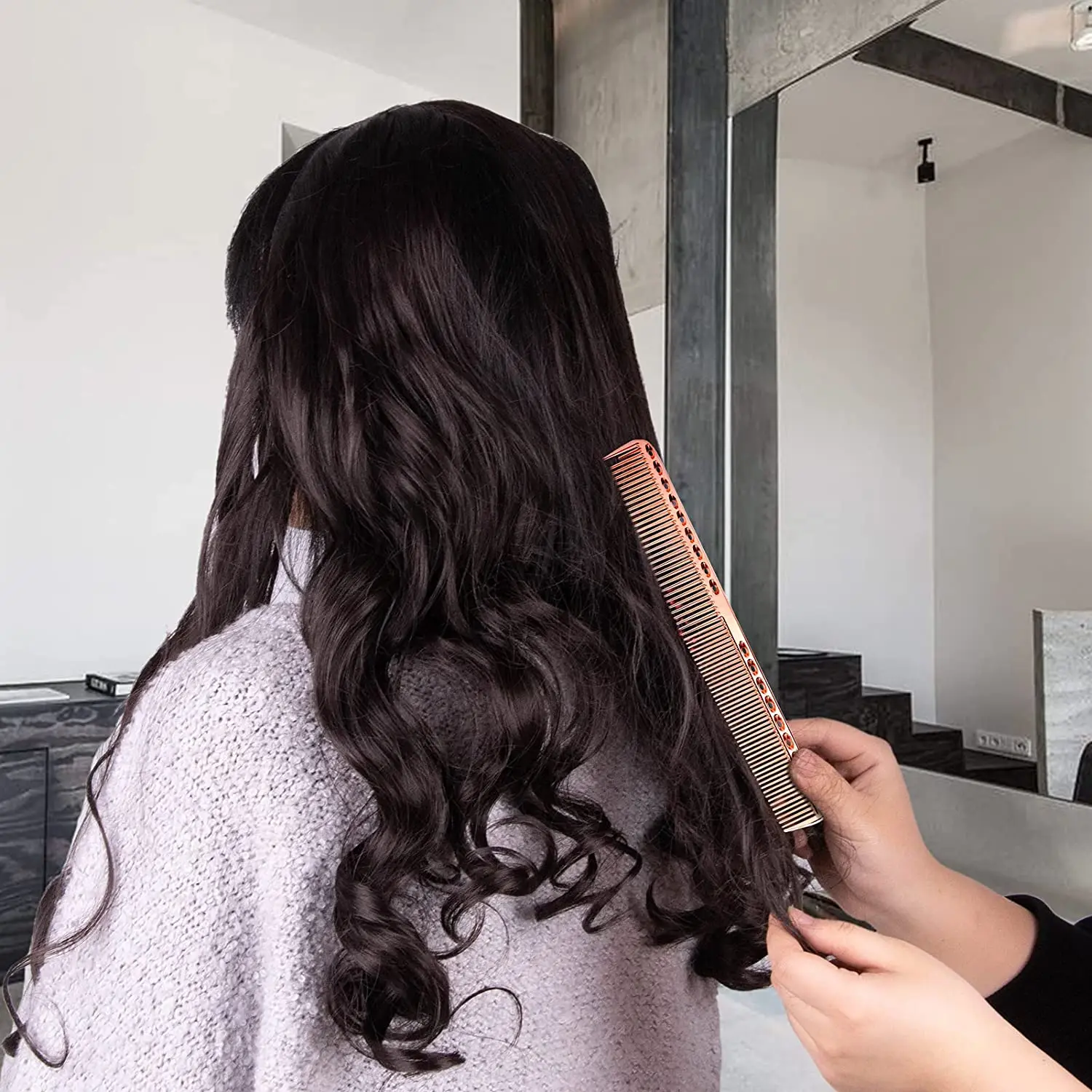 4PCS Professional Aluminum Dressing Comb Barber  Hairdresser Cutting Metal Comb Short Handle Tail Comb