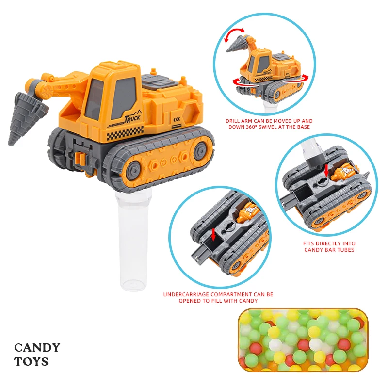 Cheap Candy Toys Funny 5 in 1 Assembled Engineering Vehicle Robot game Kids Hard Candy With Jelly Bean Small order acceptable