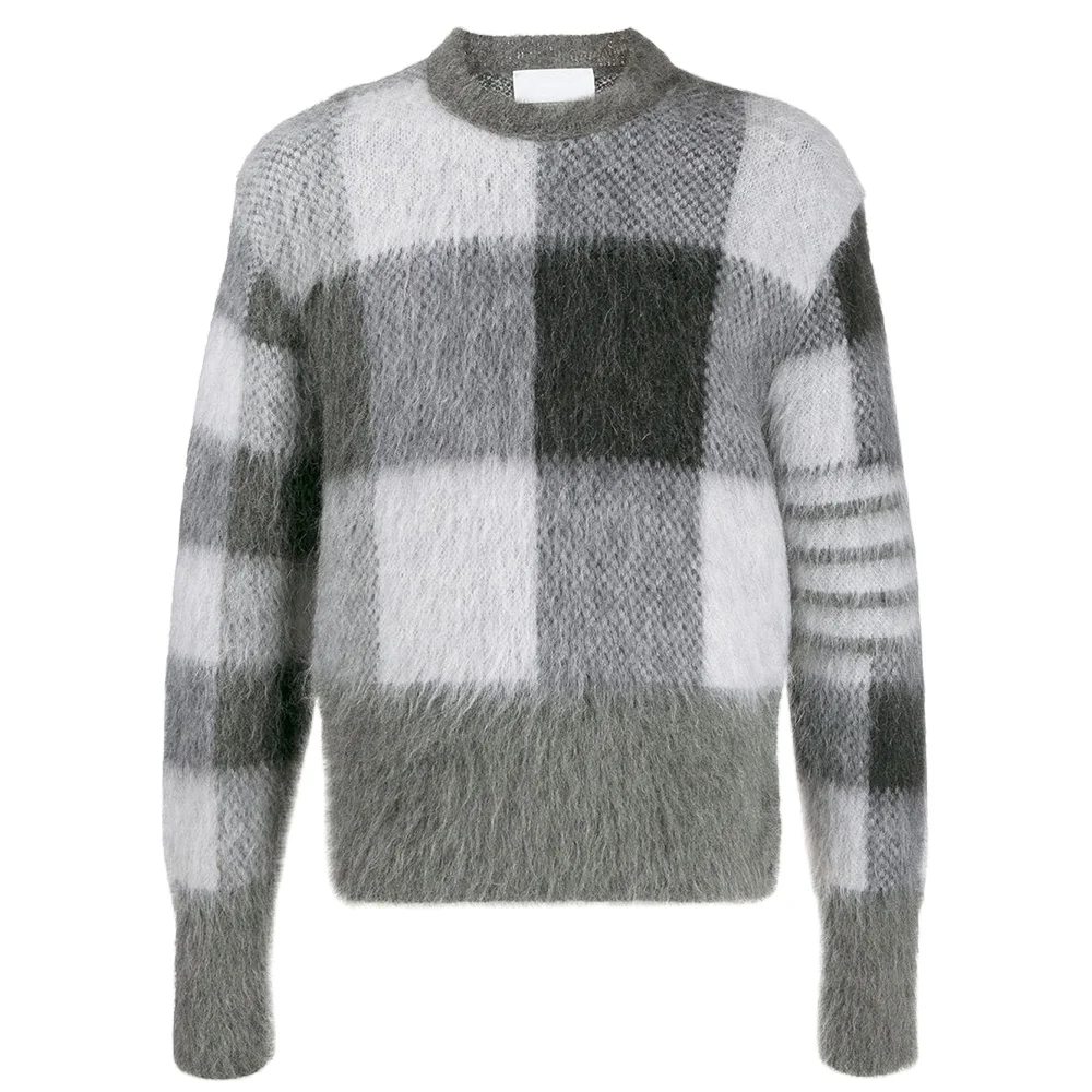 Custom LOGO OEM & ODM pullover  letter Jacquard Long Sleeve Knitted Sweater men long sleeve knitted custom cotton sweater