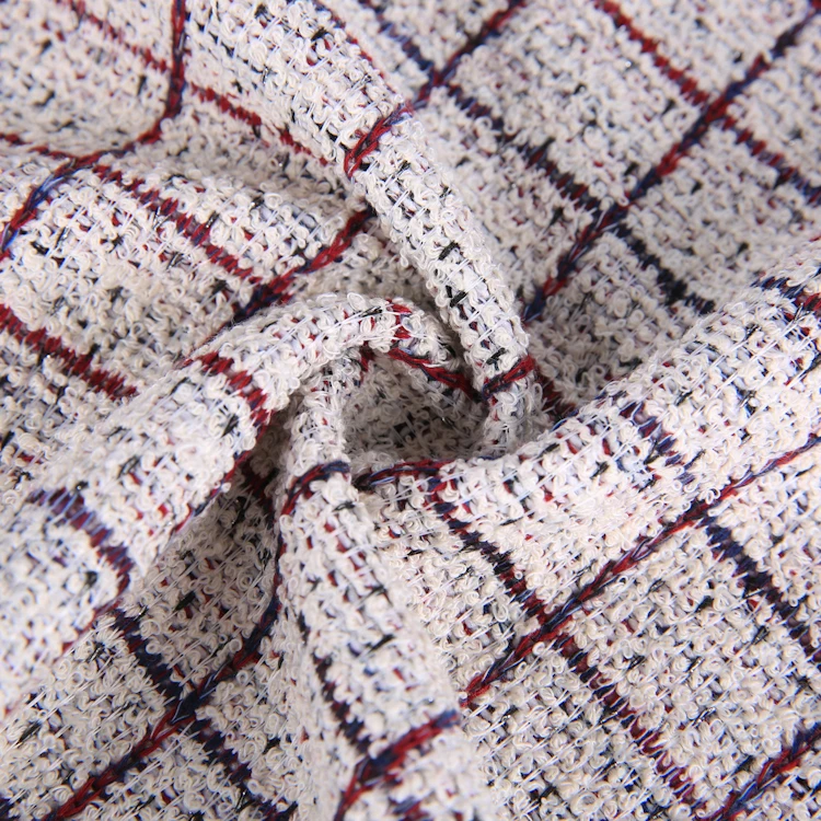 
Elegant Polyester Rayon Cotton Knit Yarn Dyed Hacci Jacquard Fabric For Ladies Overcoat 