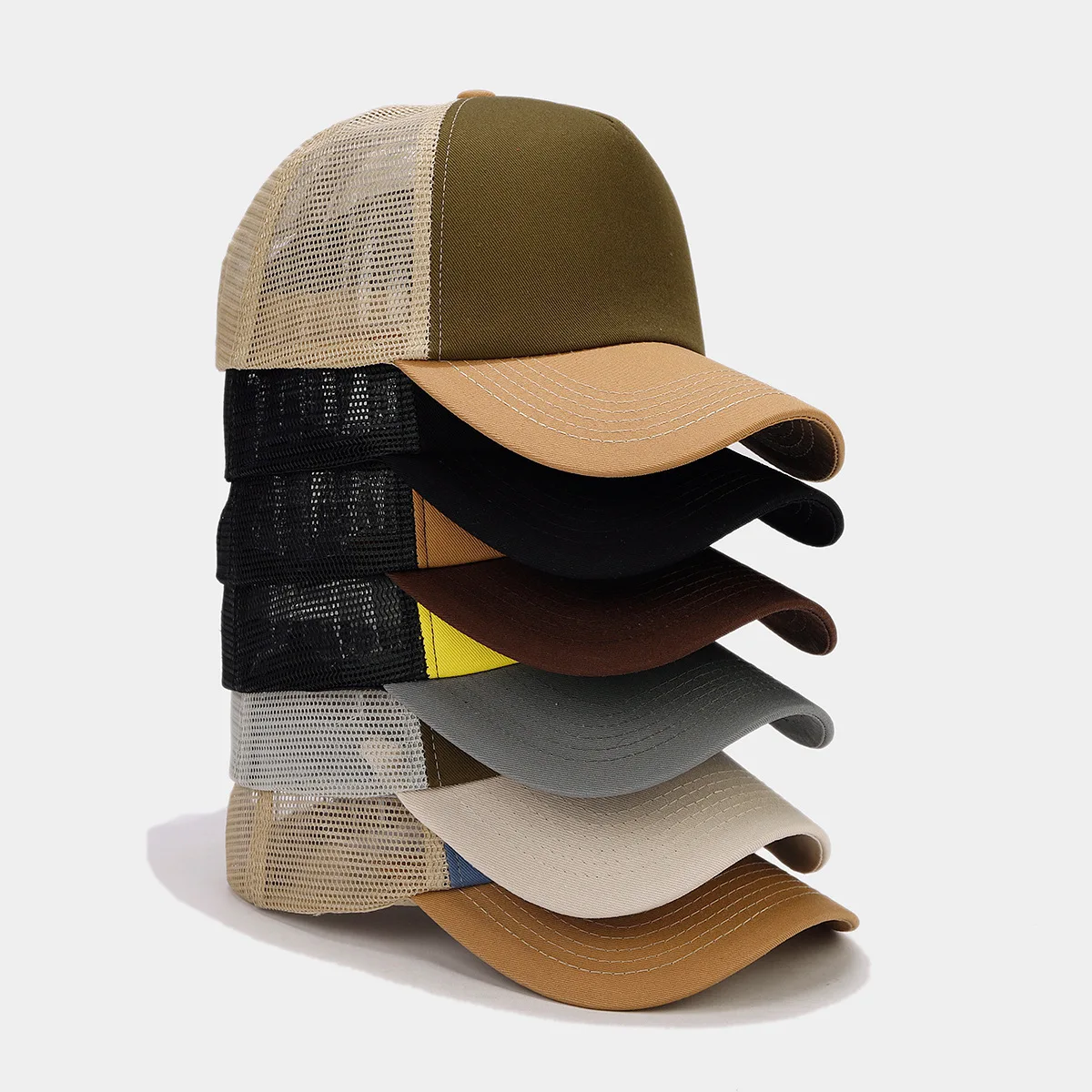 Wholesale Fashion Contrast Color Cotton  Baseball Cap 5 Panel Men Women Sports Baseball Caps Mesh Trucker Hat Fashion Hats