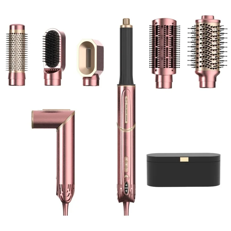 6 in 1 Metal Professional Hair Styling Blow Tools Set Foldable Hair Dryer Brush Straightener Hot Comb Hair Curler for Home Salon