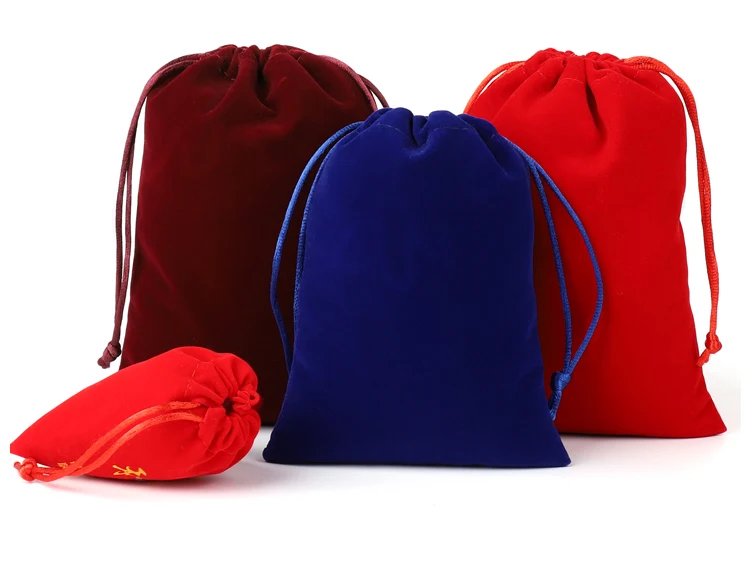 2022 Hot Sale Velvet Fabric Jewelry Pouches Small Drawstring Storage Packing Bag