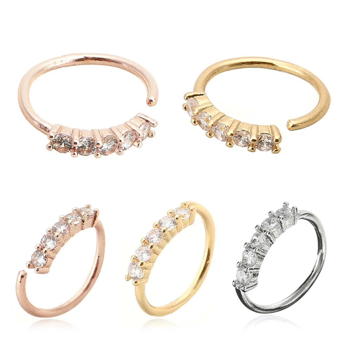 Getta Crystal CZ Nose Piercing Nose Ring Body Jewelry Brass Nose Hoop Women Popular Men Gift Party Diamond