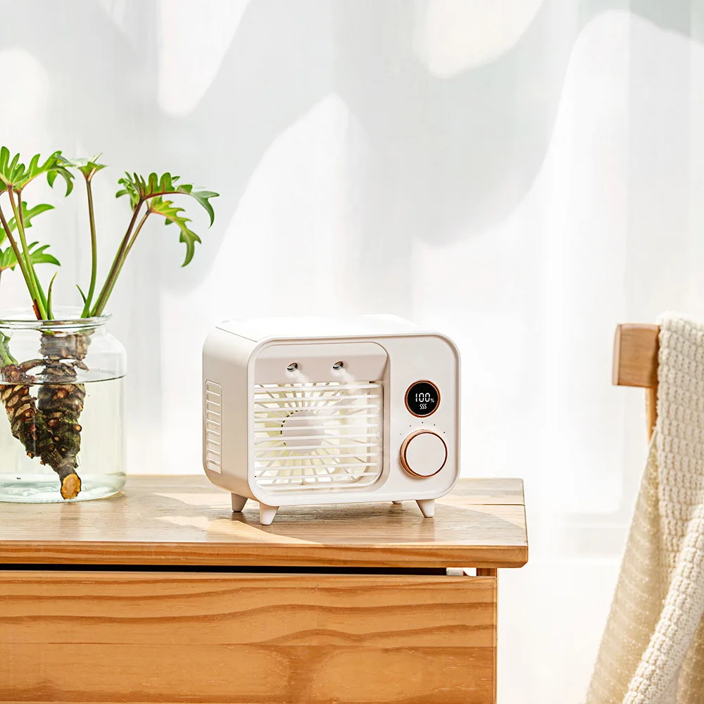 Home Appliances Mini Table Fan Rechargeable Stand Water Air Conditioner Fan Lcd Display Portable USB Charging Small Air Cooler