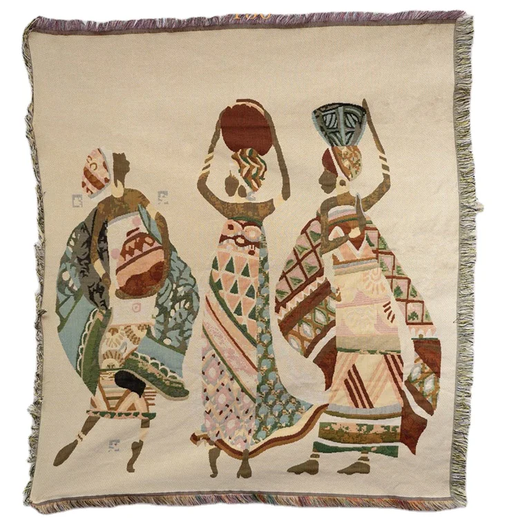 Custom retro bedspread sofa cover towel tapestry woven throw blanket
