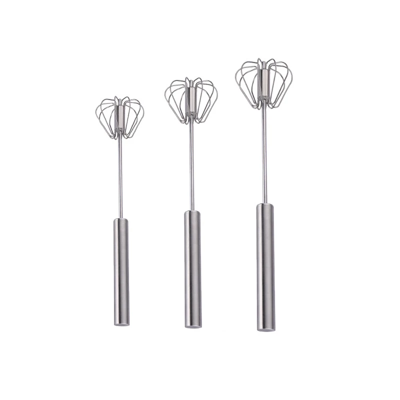 Home Simple Small Manual Push-Type Stainless Steel Spring Egg Whisk Beater Semi-Automatic