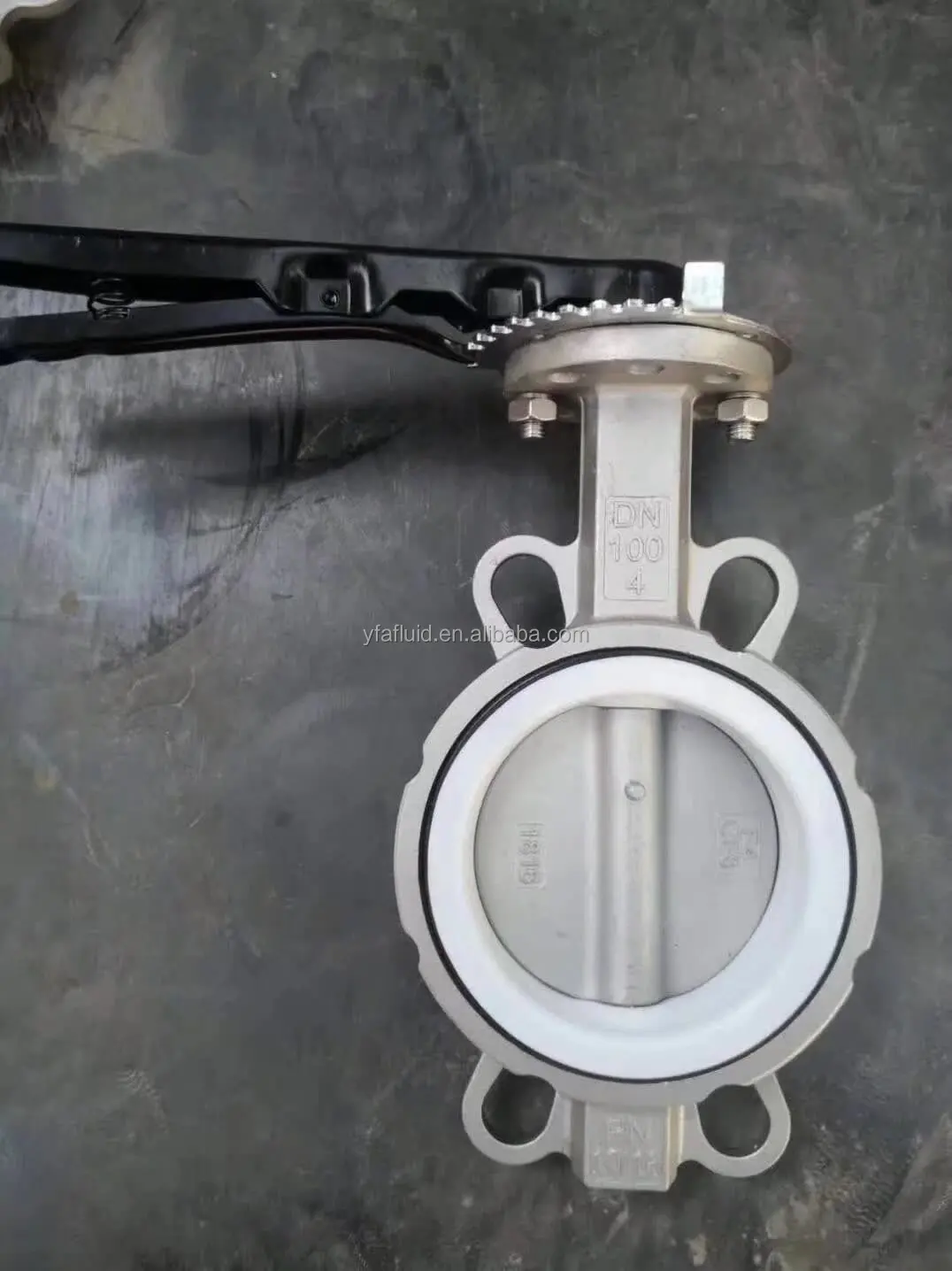 YFA ANSI High Temperature PN16 DN60/100/500 worm gear Wafer Type PTFE Centre Sealing Butterfly Valve for oil gas