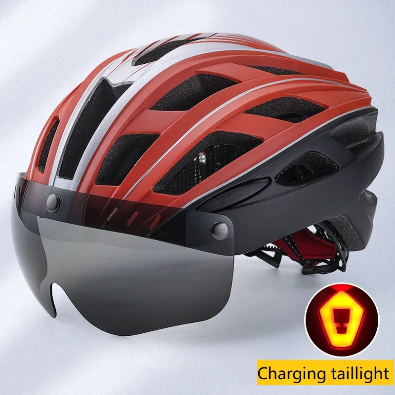 Cross-border new adult bicycle helmet men with lights outdoor sports leisure road bike riding helmet wholesale