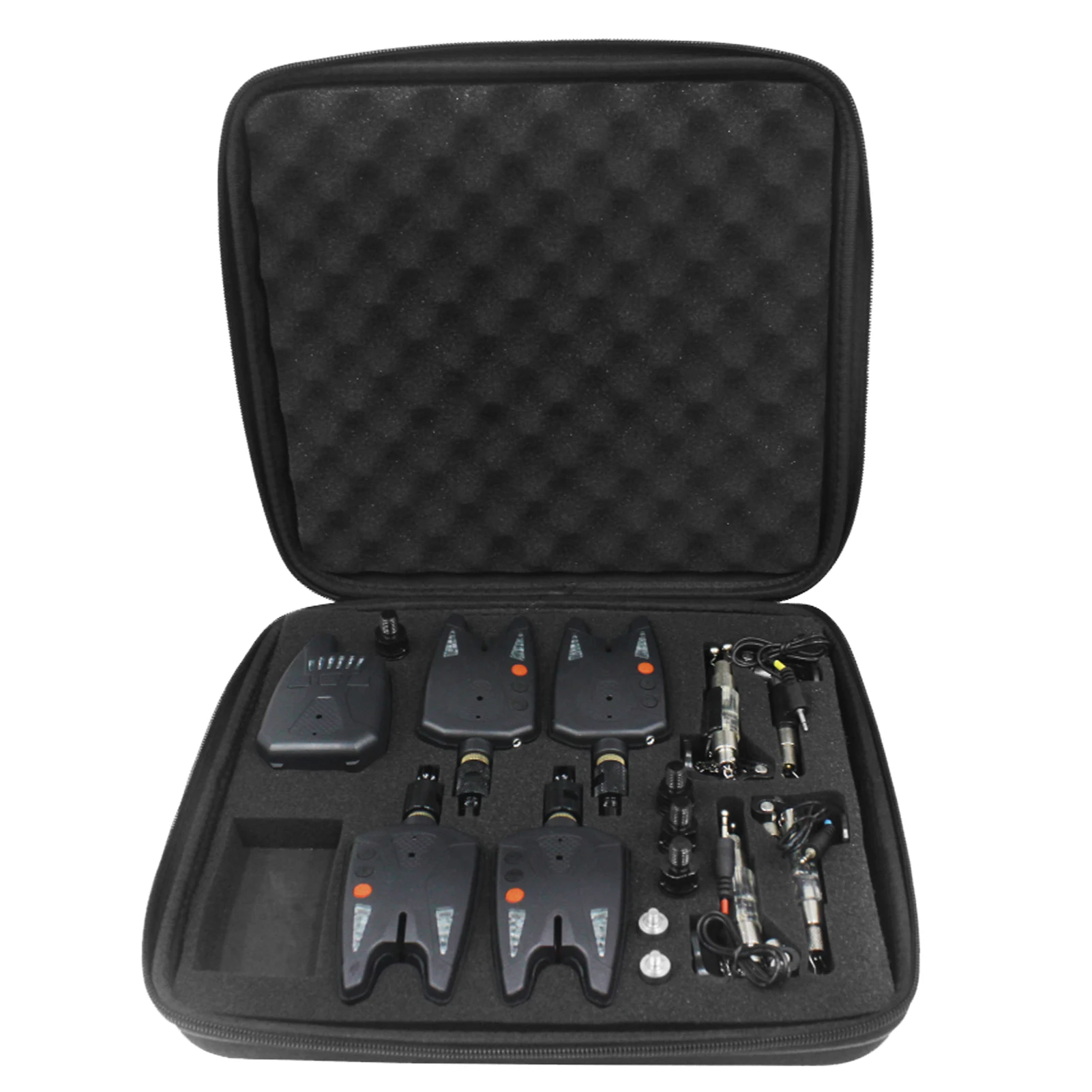 Electronic Fishing Alerts Bite Alarm LED Wireless Fishing Alarm Digital Fishing Receiver Sound Alert Kit with Case 200m