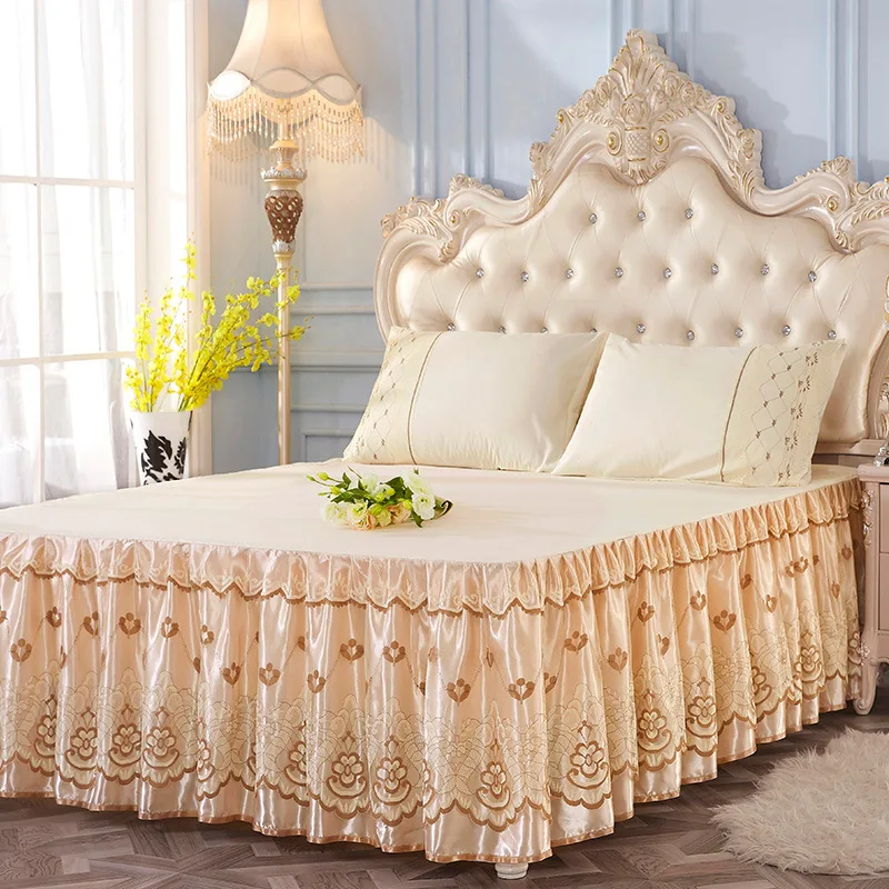 
Wholesale Hot Selling Solid Color Lace Cotton Home Bed Skirt 