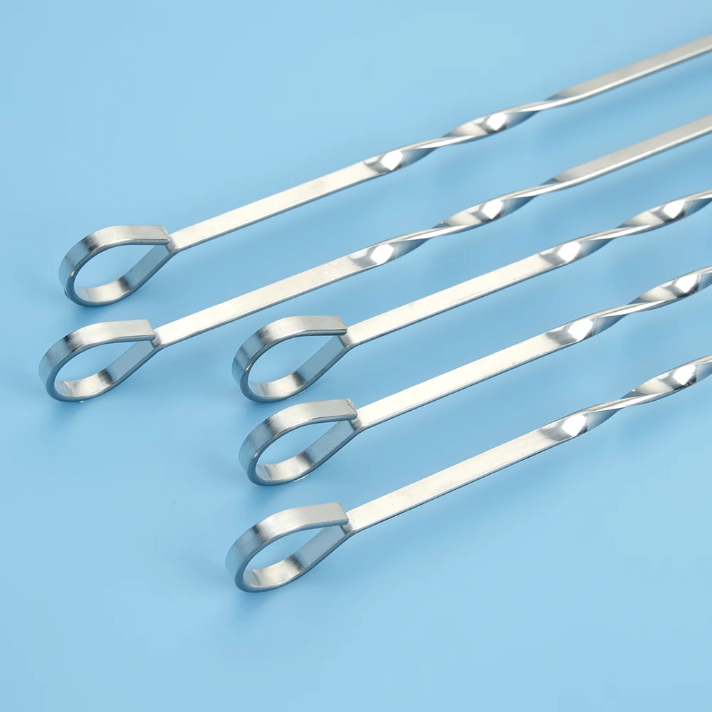 Camping bbq 9pcs reusable vegetable beef sticks metal chicken skewers for party