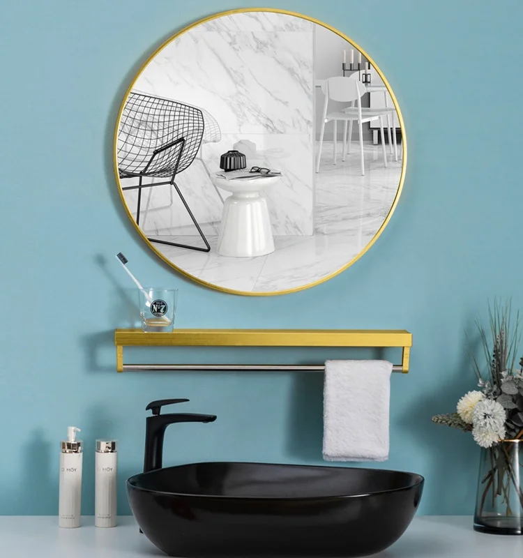 2021 Decor Mirrors Hot sale High end Round Decorative Mirrors 40 650 60 70 80 CM Gold Black White Metal Decor Mirror for Wall