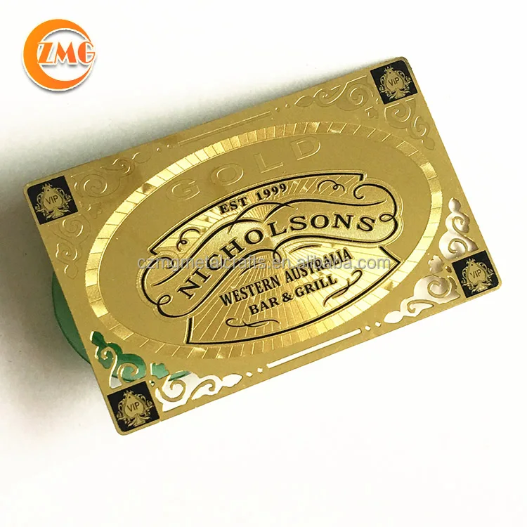 wholesale offset printed golden embossed sandblasted/frost metal business card